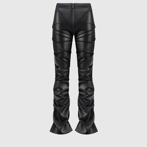Maniere De Voir Ruched Leather Pants
